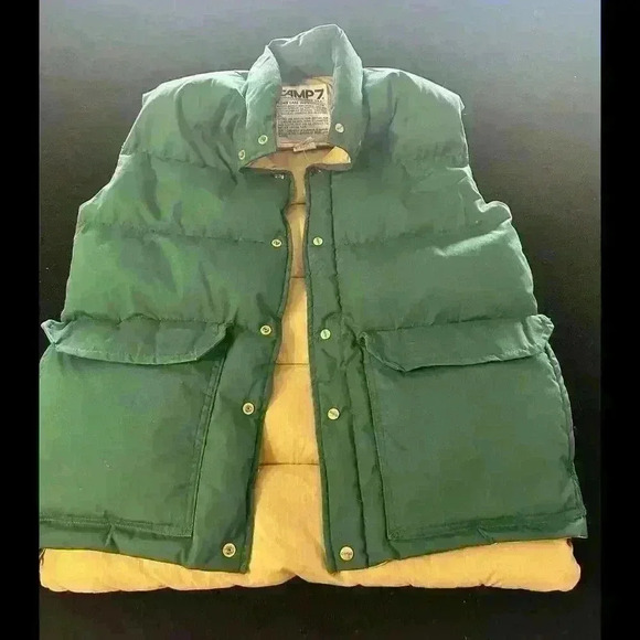 vintage CAMP 7 Down Filled Green Quilted Vest - Size Large